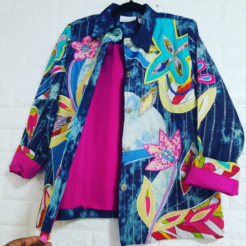 1990s Drapers & Damon's Patchwork Embroidered Coat - image 2